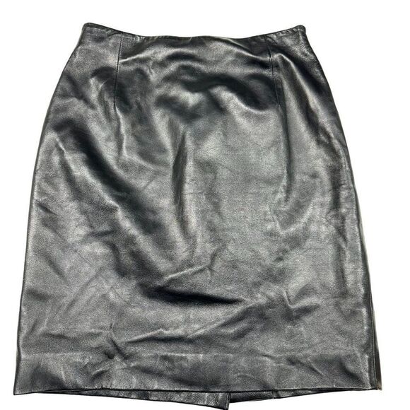 Iris Singer Black Leather Pencil Skirt Womens Size 4 - Picture 3 of 9